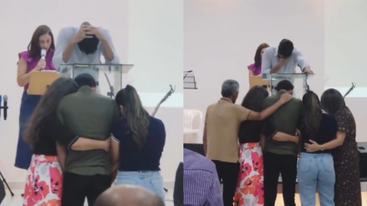 Mãe se emociona ao ver conversão de filho após pregação do irmão: “Servimos ao Senhor”