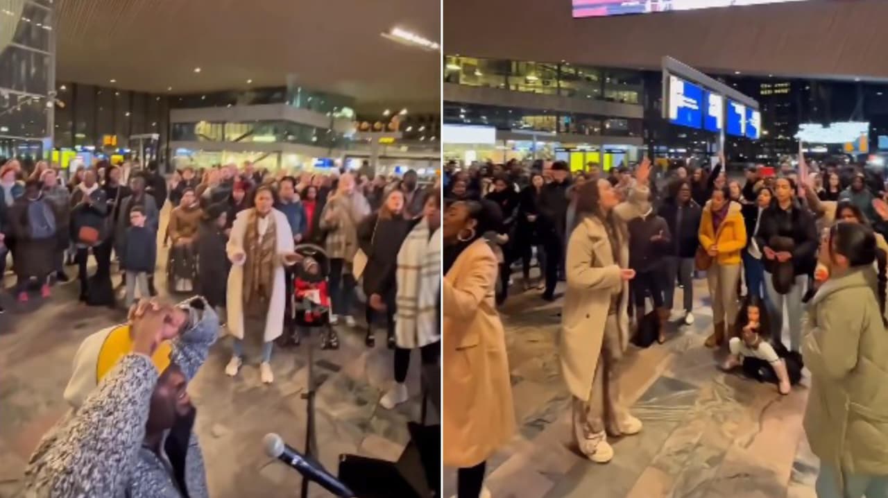 Multidão louva em estação de trem na Holanda: 