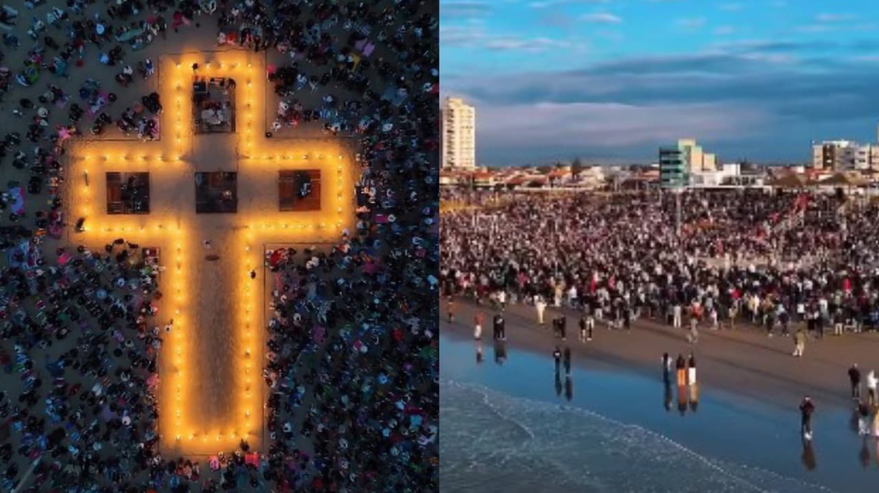 Culto ao amanhecer reúne 5 mil pessoas na orla de Balneário Rincão: “O Céu desceu”
