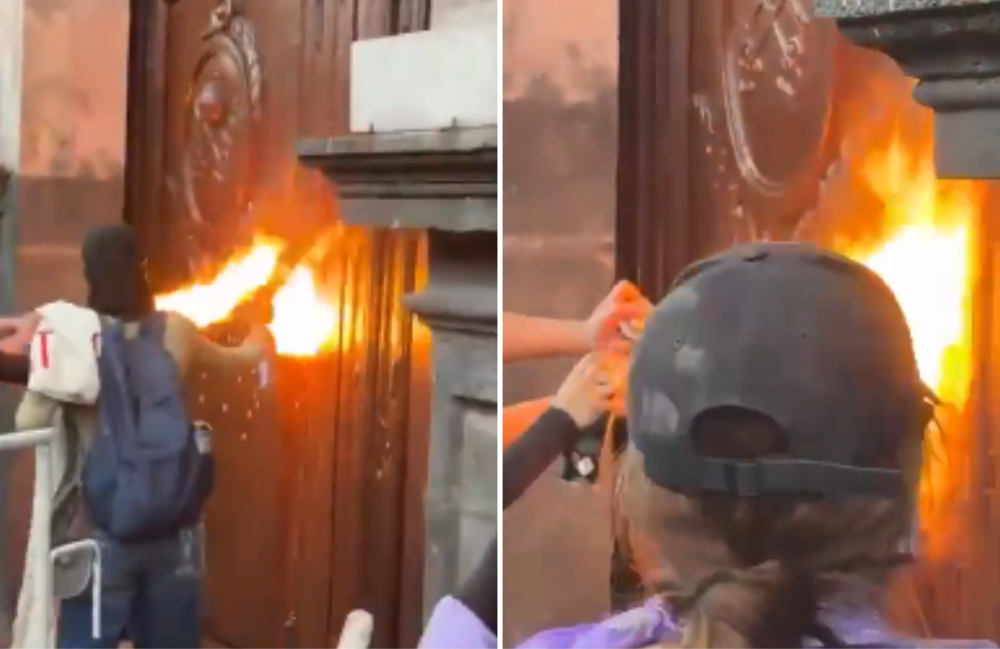 Vândalos mascarados tentam incendiar igreja em protesto feminista no México