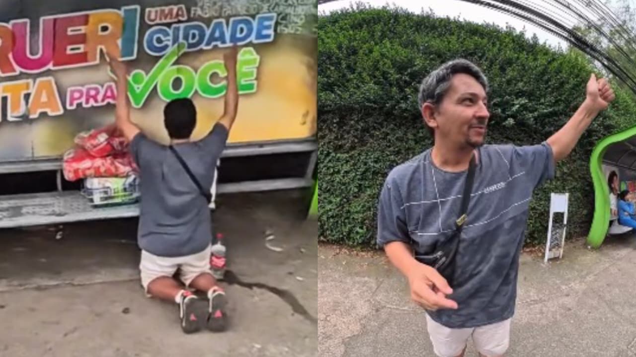 Ambulante inspira ao orar em ponto de ônibus: ‘Orei pra não faltar emprego pro povo’