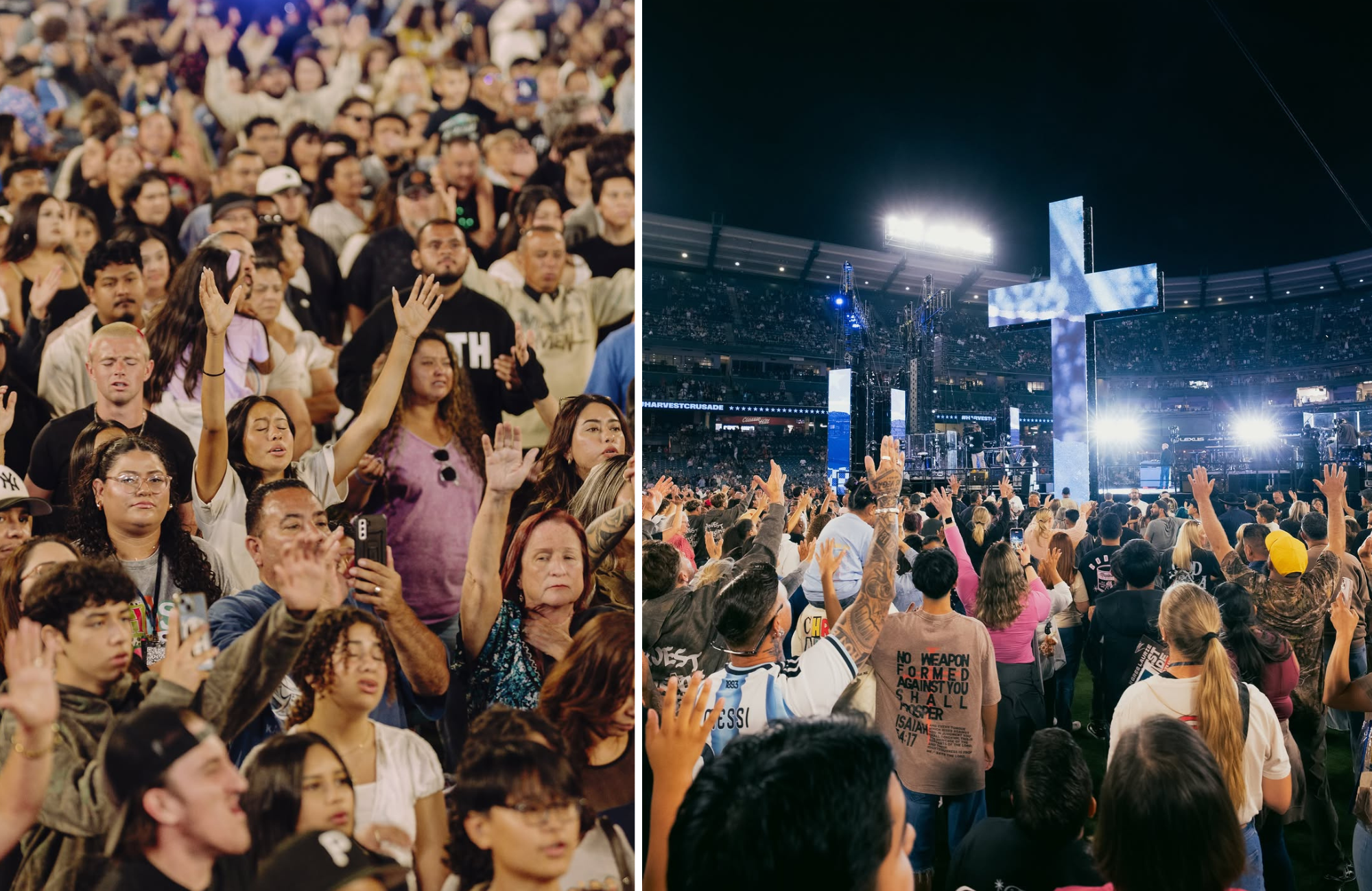 Cruzada evangelística lota estádio na Califórnia e leva centenas a Jesus: “Fome espiritual”
