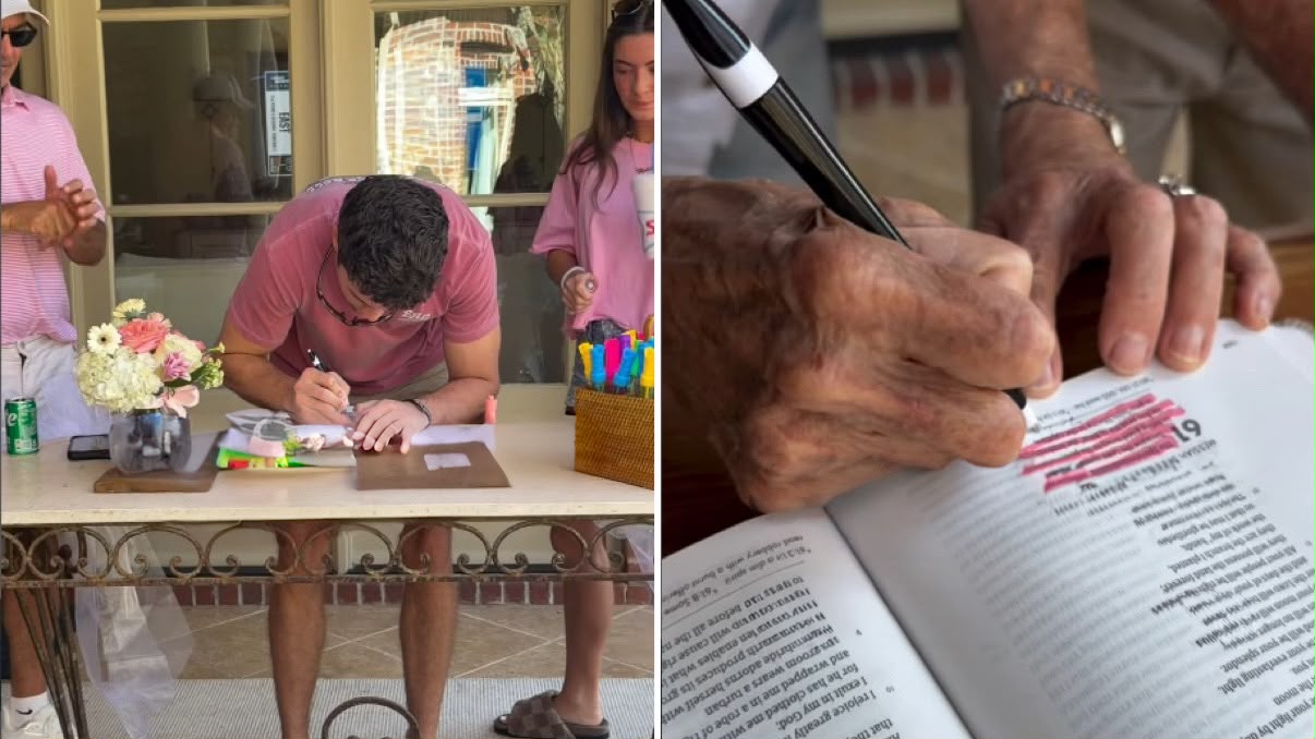 Casal cria tradição de registrar versículos na Bíblia do filho desde o chá de bebê