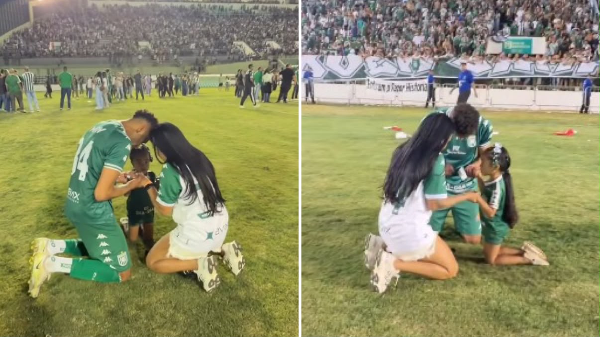 Jogador do Gama ajoelha em campo e ora com a família após vitória: “Deus é bom”