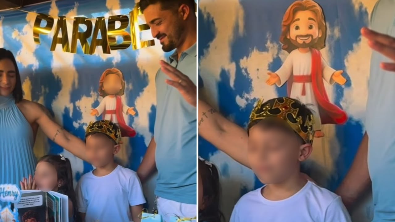 Menino celebra 7 anos com tema de Jesus e emociona ao orar: “Esse aniversário é para Você”